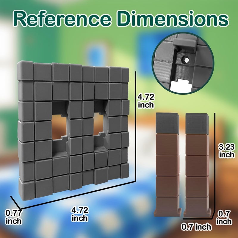 EumbHoa Pixel Block Light Switch Cover Plate, Double Gang Toggle, Screwless Flip Panel, 3D Gaming-Style Wall Decor, Two Interchangeable Levers,Gift for fans(Gray) - Image 5